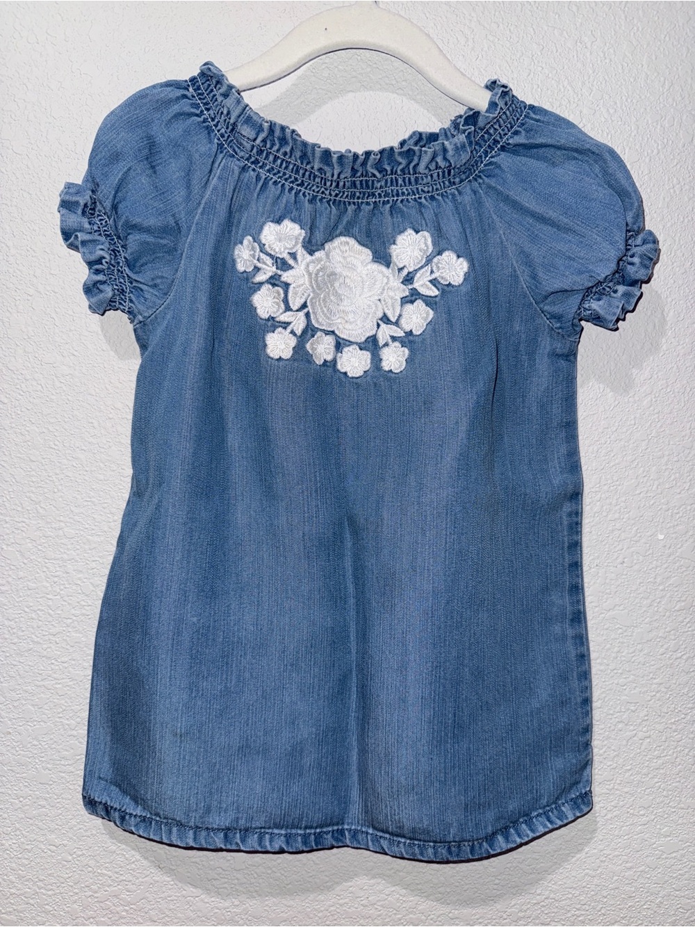Janie and Jack Lightweight Denim Chambray Embroidered Dress Size 12-18 Months